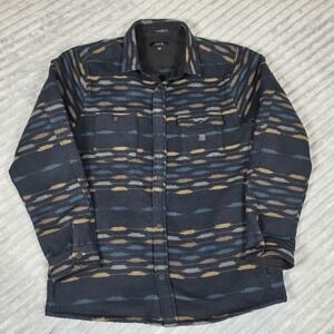 Roark Andes Heavyweight Flannel Shirt Jacket Men's Large Navy Sosho Snaps